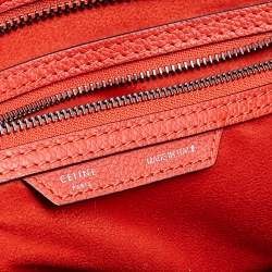 Pre Owned Celine Orange Leather Mini Luggage Tote