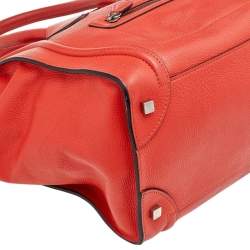 Pre Owned Celine Orange Leather Mini Luggage Tote