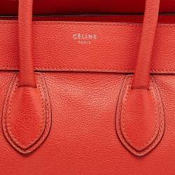 Pre Owned Celine Orange Leather Mini Luggage Tote