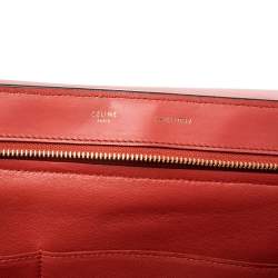 Pre Owned Celine Red Leather and Suede Large Trapeze Top Handle Bag