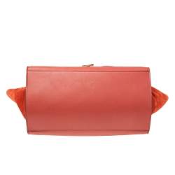 Pre Owned Celine Red Leather and Suede Large Trapeze Top Handle Bag