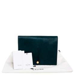 Pre Owned Celine Green/Black Calf Hair and Leather Flap Clutch 