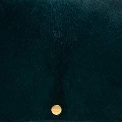 Pre Owned Celine Green/Black Calf Hair and Leather Flap Clutch 