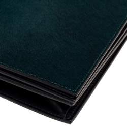 Pre Owned Celine Green/Black Calf Hair and Leather Flap Clutch 