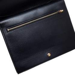 Pre Owned Celine Green/Black Calf Hair and Leather Flap Clutch 