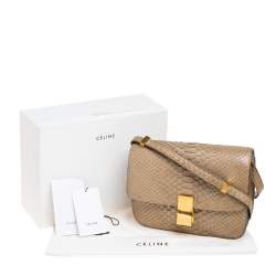 Pre Owned Celine Grey Python Medium Classic Box Shoulder Bag