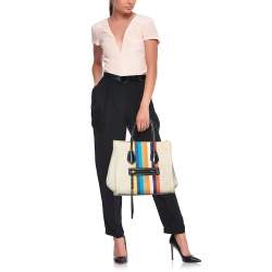 Pre Owned  Celine Beige/Multicolor Fabric Medium Phantom Luggage Tote