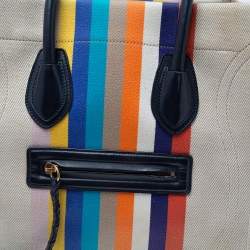 Pre Owned  Celine Beige/Multicolor Fabric Medium Phantom Luggage Tote