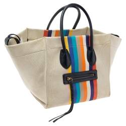 Pre Owned  Celine Beige/Multicolor Fabric Medium Phantom Luggage Tote