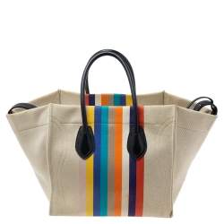 Pre Owned  Celine Beige/Multicolor Fabric Medium Phantom Luggage Tote
