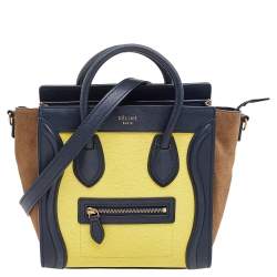 Pre Owned Céline Tri Color Leather Nano Luggage Tote