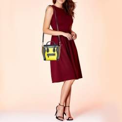 Pre Owned Céline Tri Color Leather Nano Luggage Tote