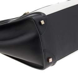 Pre Owned Celine Black/White Leather Mini Luggage Tote