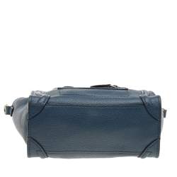 Pre Owned Celine Blue Leather Nano Luggage Tote