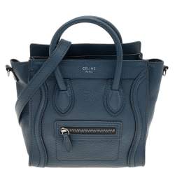 Pre Owned Celine Blue Leather Nano Luggage Tote