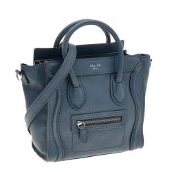 Pre Owned Celine Blue Leather Nano Luggage Tote