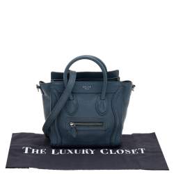 Pre Owned Celine Blue Leather Nano Luggage Tote