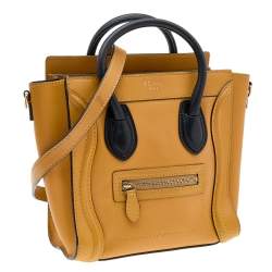 Pre Owned Celine Yellow/Black Leather Nano Luggage Tote