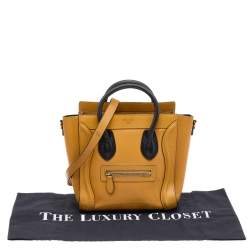 Pre Owned Celine Yellow/Black Leather Nano Luggage Tote