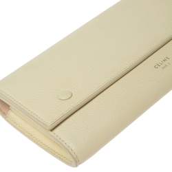 Pre Owned Celine Light Yellow Leather Multifunction Flap Wallet 