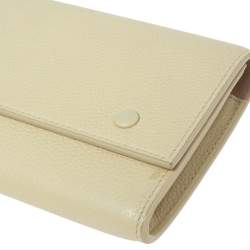 Pre Owned Celine Light Yellow Leather Multifunction Flap Wallet 