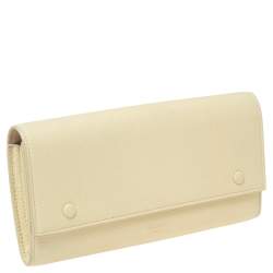 Pre Owned Celine Light Yellow Leather Multifunction Flap Wallet 