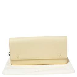 Pre Owned Celine Light Yellow Leather Multifunction Flap Wallet 