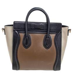 Pre Owned حقيبة يد سيلين نانو لاغيدج جلد ثلاثي اللون