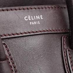 Pre Owned Celine Burgundy Leather Nano Luggage Tote