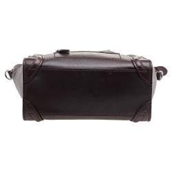 Pre Owned Celine Burgundy Leather Nano Luggage Tote