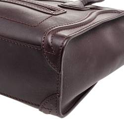 Pre Owned Celine Burgundy Leather Nano Luggage Tote
