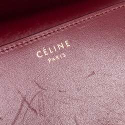 Pre Owned Celine Burgundy Leather Medium Classic Box Shoulder Bag
