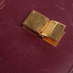 Pre Owned Celine Burgundy Leather Medium Classic Box Shoulder Bag