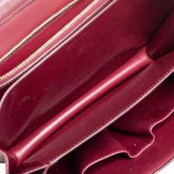 Pre Owned Celine Burgundy Leather Medium Classic Box Shoulder Bag