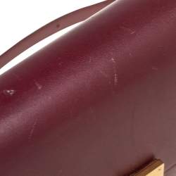 Pre Owned Celine Burgundy Leather Medium Classic Box Shoulder Bag