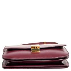 Pre Owned Celine Burgundy Leather Medium Classic Box Shoulder Bag