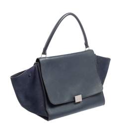 Pre Owned Celine Dark Blue Leather Top Handle Bag