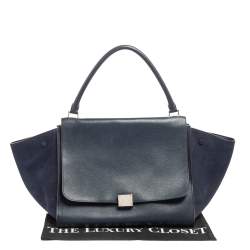 Pre Owned Celine Dark Blue Leather Top Handle Bag