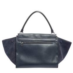 Pre Owned Celine Dark Blue Leather Top Handle Bag