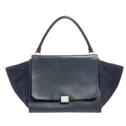 Pre Owned Celine Dark Blue Leather Top Handle Bag