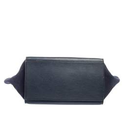 Pre Owned Celine Dark Blue Leather Top Handle Bag