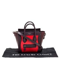Céline Tri Color Leather and Snakeskin Nano Luggage Tote