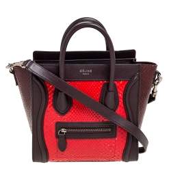Céline Tri Color Leather and Snakeskin Nano Luggage Tote