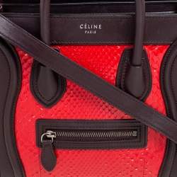 Céline Tri Color Leather and Snakeskin Nano Luggage Tote