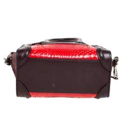 Céline Tri Color Leather and Snakeskin Nano Luggage Tote