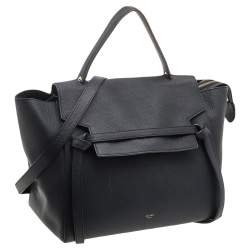Pre Owned Celine Black Leather Mini  Belt Top Handle Bag