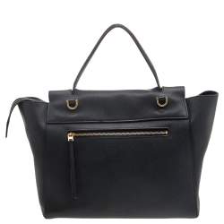 Pre Owned Celine Black Leather Mini  Belt Top Handle Bag