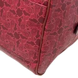 Pre Owned Celine Pink Horse Carriage Printed Leather Satchel