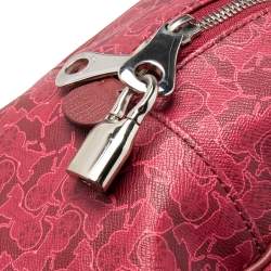 Pre Owned Celine Pink Horse Carriage Printed Leather Satchel