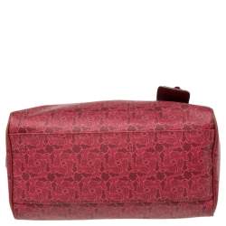 Pre Owned Celine Pink Horse Carriage Printed Leather Satchel